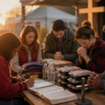 Prayer first ministry volunteers praying over Gospel outreach needs