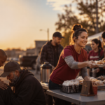 Christian homeless outreach through prayer hot meals and hope in Jesus Christ